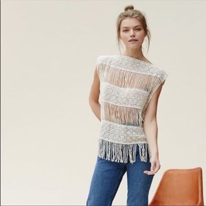 Anthropologie Callahan Crochet Fringe Top